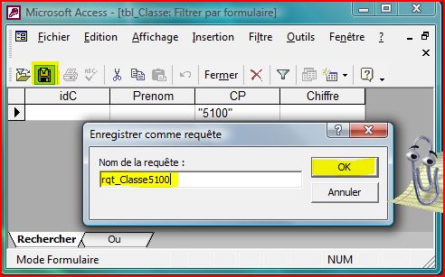 Cr&eacute;er une requ&ecirc;te sur base du filtre