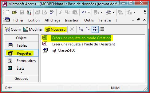 Cr&eacute;er une requ&ecirc;te