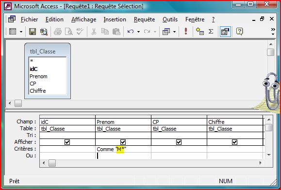 Crit&egrave;re Filtre