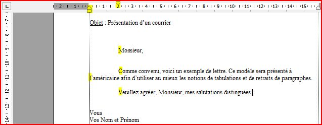 Avec retrait de la 1&egrave;re ligne
