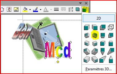 Profondeur &agrave; WordArt