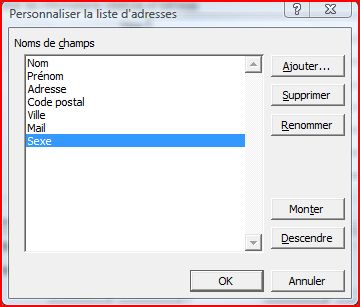Liste &agrave; obtenir